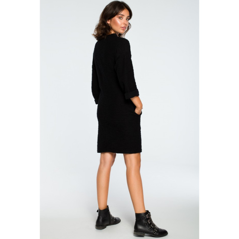 B096 Dress with pockets on the front - black