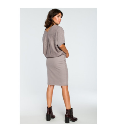 B097 Fitted dress with kimono top - gray