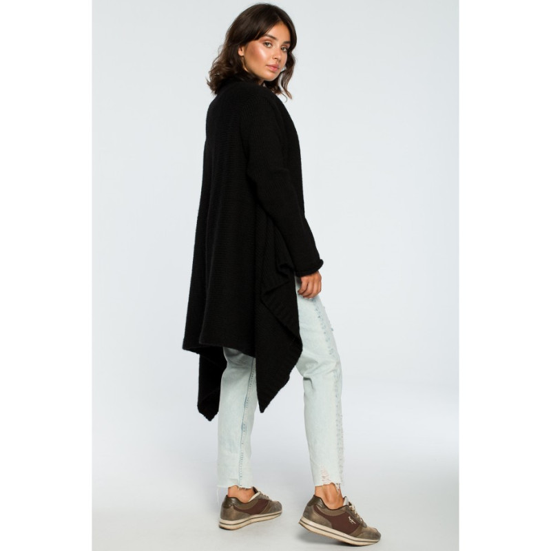 BK017 Cardigan with front draping - black