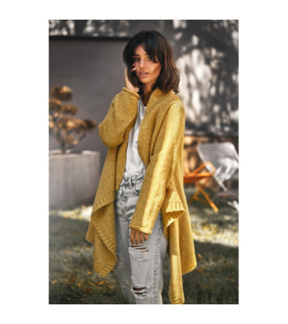 BK017 Cardigan with front draping - mustard