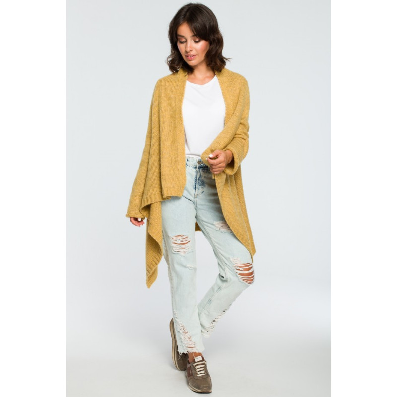 BK017 Cardigan with front draping - mustard