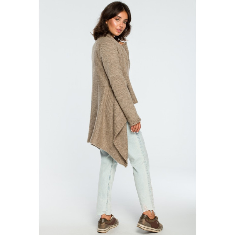 BK017 Cardigan with front draping - light brown