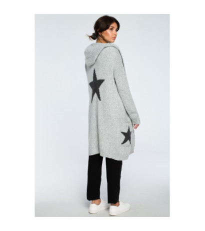 BK013 Unbuttoned cardigan with stars - gray