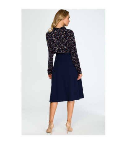 S134 Tiered long sleeve blouse - navy blue