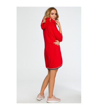 M401 Hooded and ribbed tunic - red