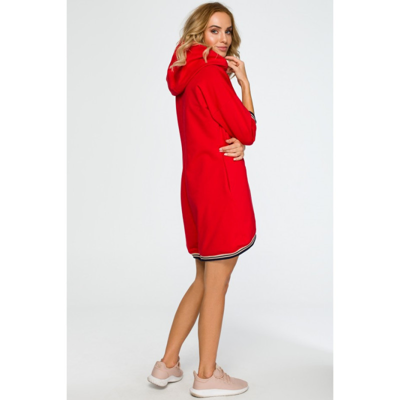 M401 Hooded and ribbed tunic - red