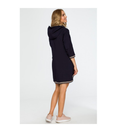 M401 Hooded and ribbed tunic - navy blue