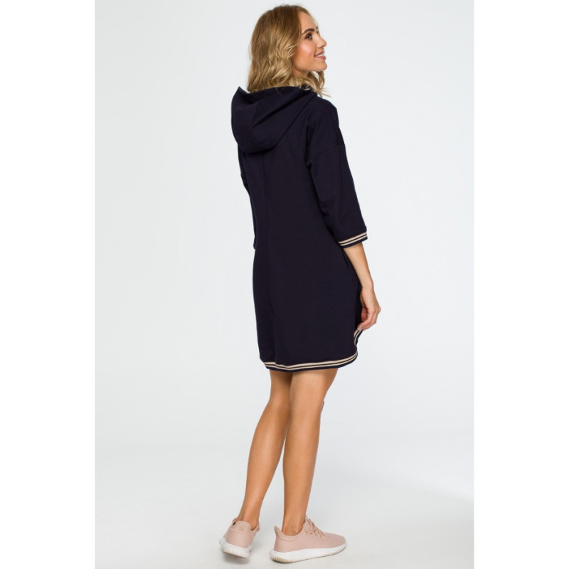 M401 Hooded and ribbed tunic - navy blue