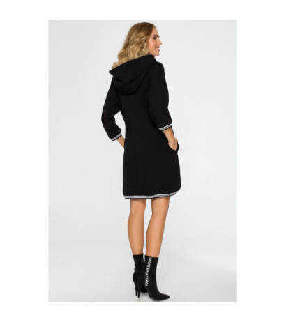 M401 Hooded and ribbed tunic - black