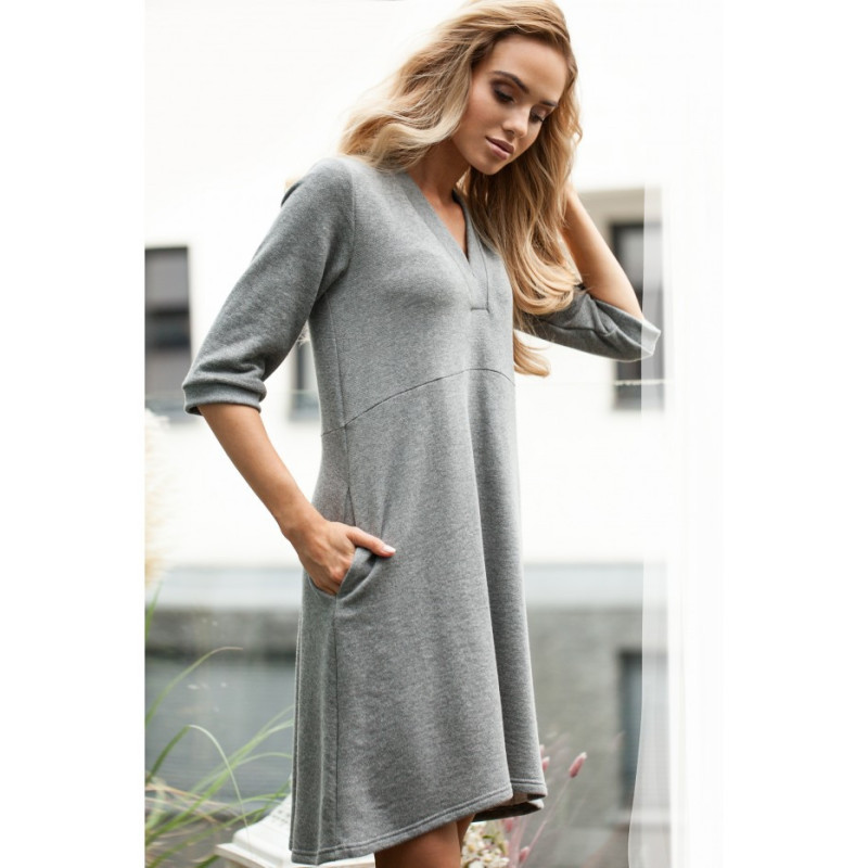 M403 Dress with deep neckline - gray