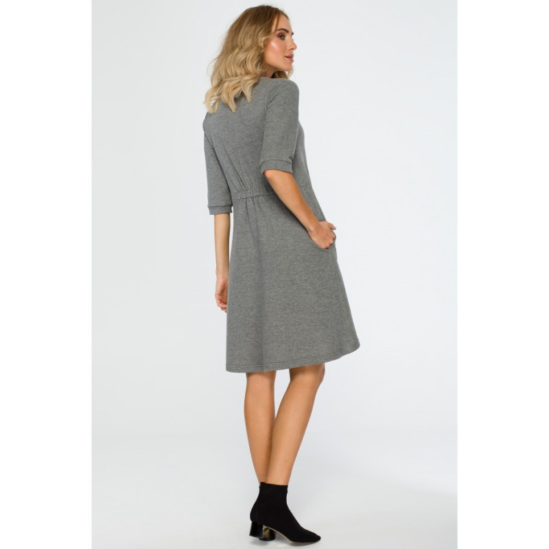 M403 Dress with deep neckline - gray