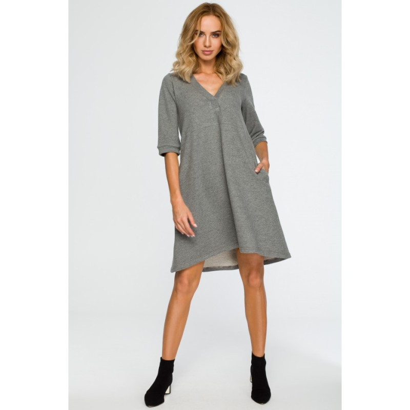 M403 Dress with deep neckline - gray