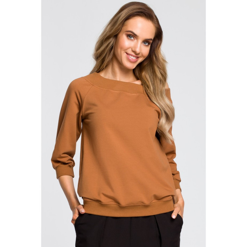 M412 Blouse with drooping shoulder - caramel