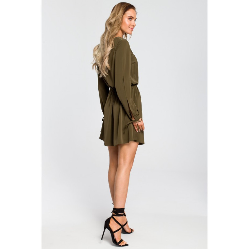 M426 Cut-off long sleeve dress - khaki