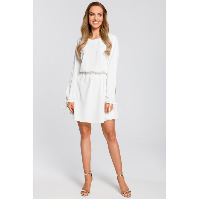 M426 Cut-off long sleeve dress - ecru