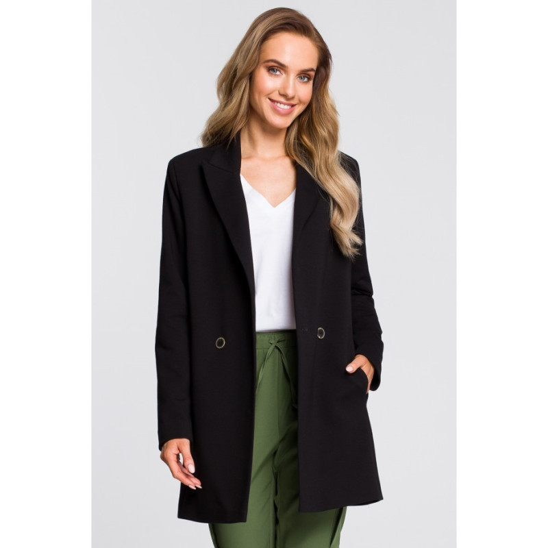 M429 Long button-up jacket - black