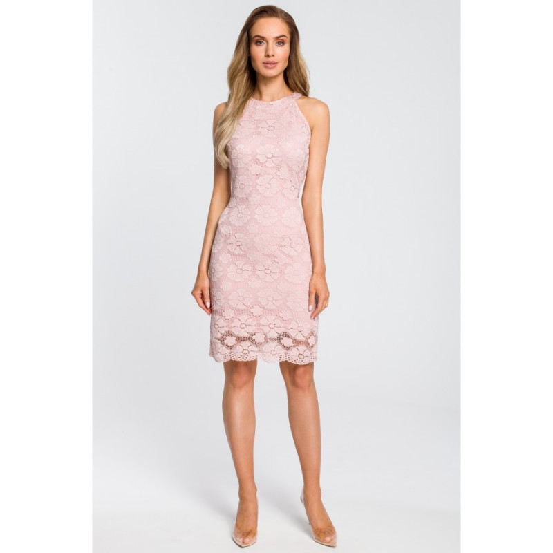 M431 Fitted lace dress - pink