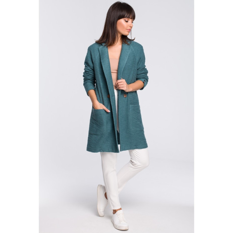 B099 One button coat - turquoise