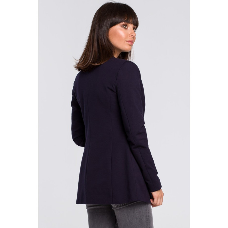 B103 Knit jacket plus size unbuttoned - navy blue