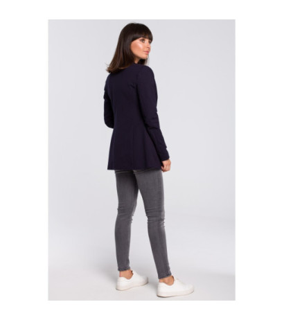 B103 Knit jacket plus size unbuttoned - navy blue