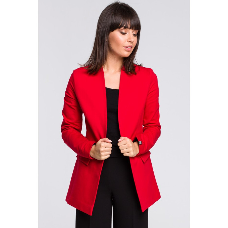 B103 Knitted plus size jacket unbuttoned - red