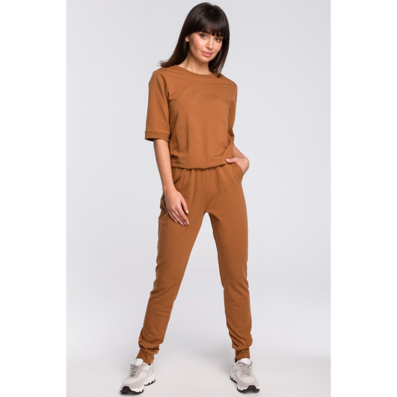 B104 Jumpsuit with back neckline - caramel