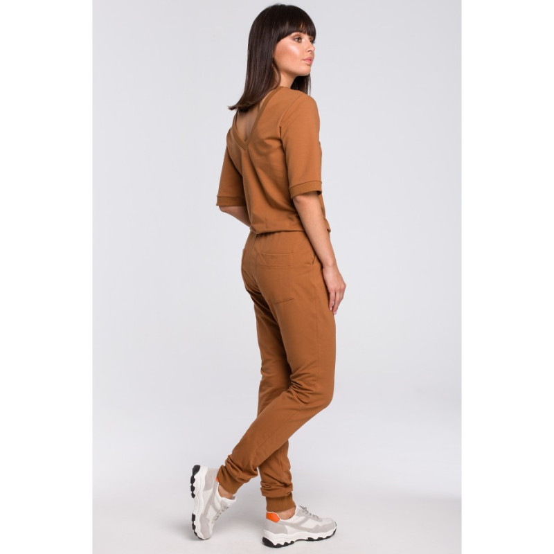 B104 Jumpsuit with back neckline - caramel