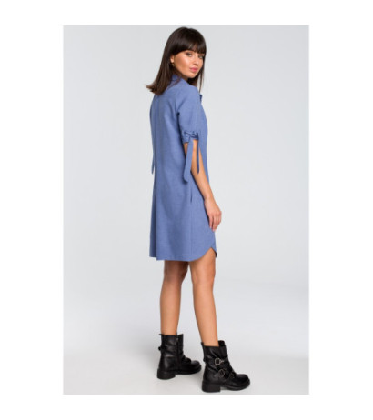 B112 Tunic with collar and tie - blue