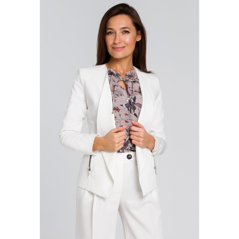 S140 Short unlined jacket with lining - ecru