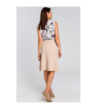 S141 Midi skirt with yoke - beige