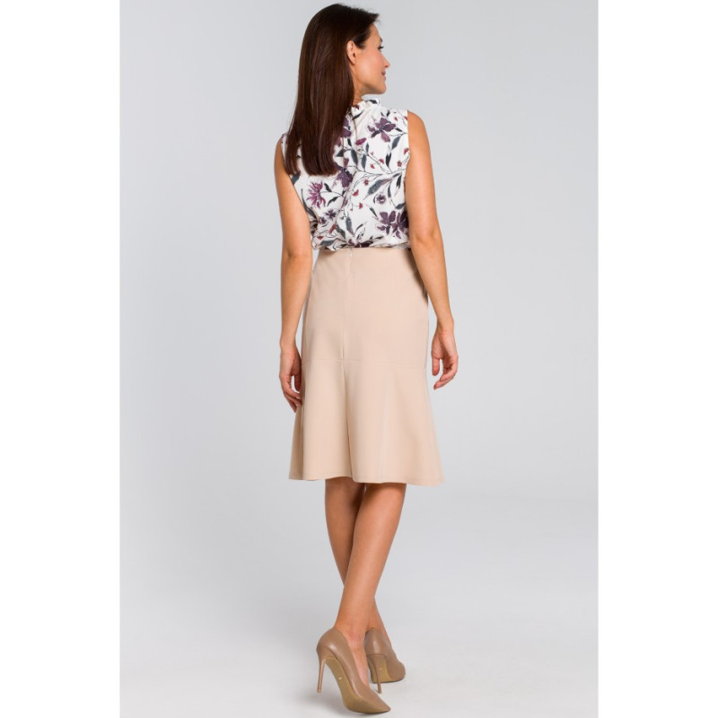 S141 Midi skirt with yoke - beige