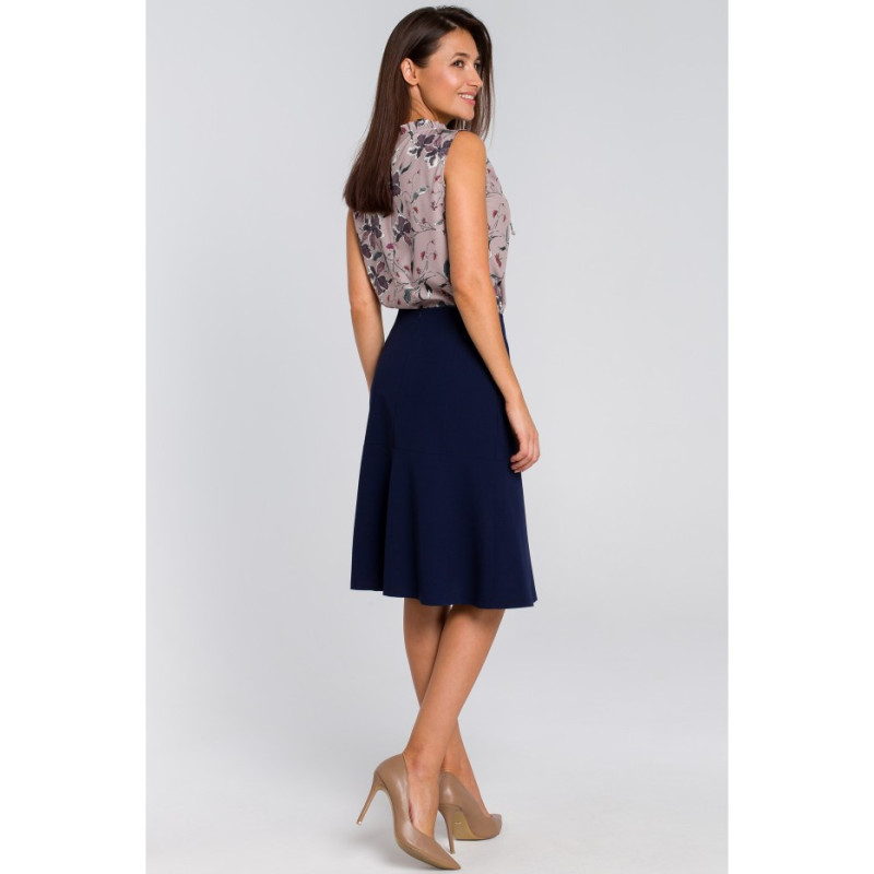 S141 Midi skirt with yoke - navy blue