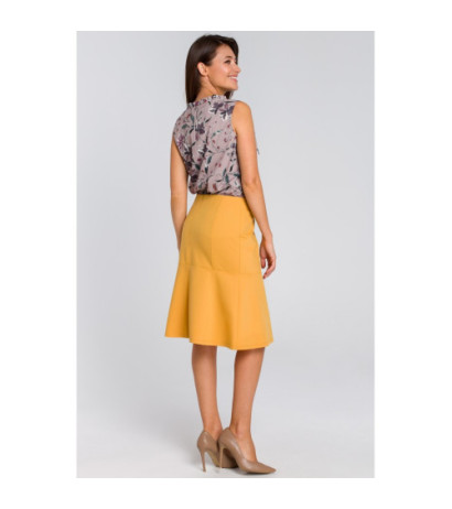 S141 Midi skirt with yoke - yellow