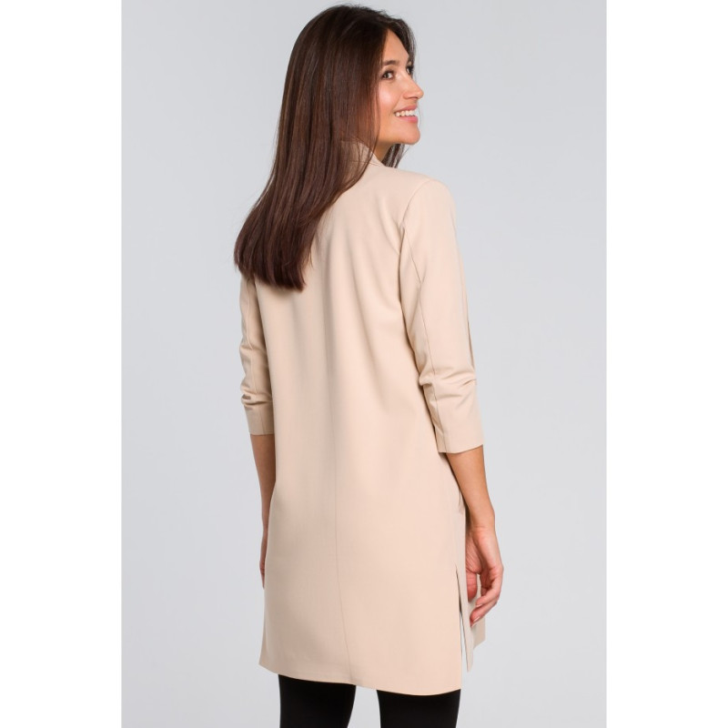 S142 Long jacket with side slits - beige