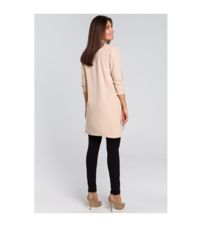 S142 Long jacket with side slits - beige