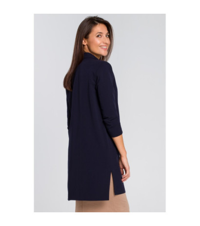 S142 Long jacket with side slits - navy blue