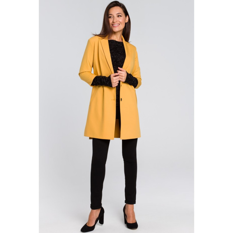 S142 Long jacket with side slits - yellow