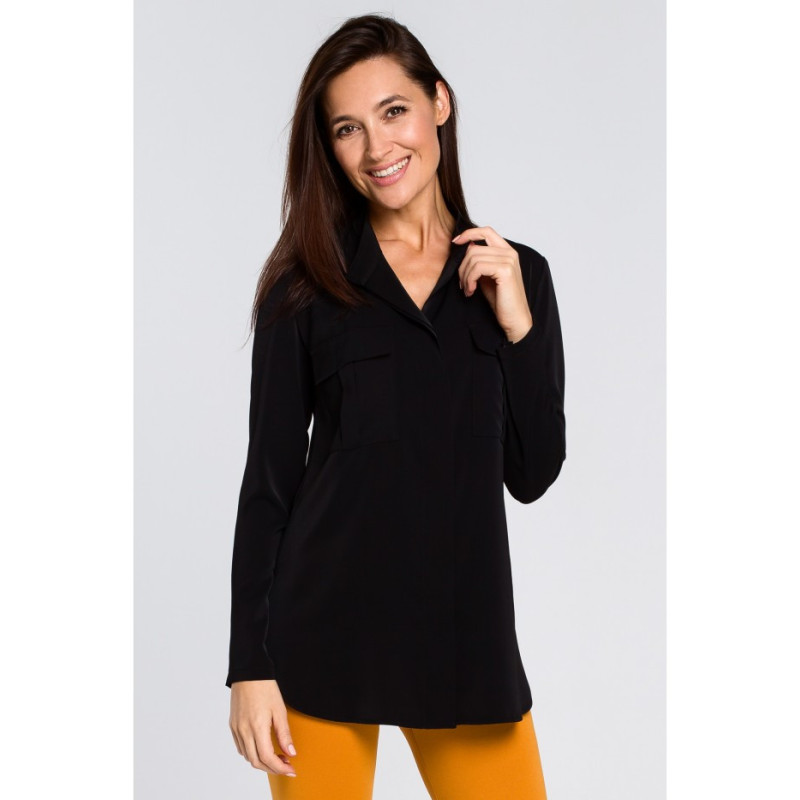 S144 Loose shirt blouse - black