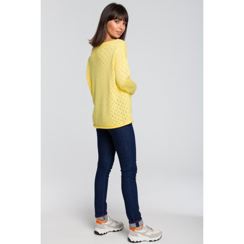 BK019 Sweater with eyelets - yellow