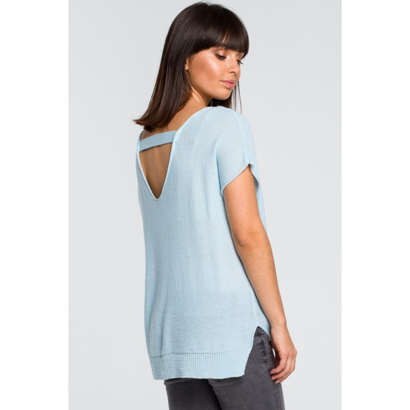 BK021 Sweater with back neckline - blue