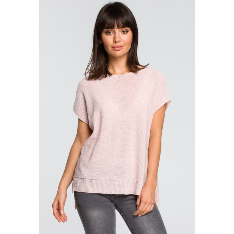 BK021 Sweater with back neckline - pink