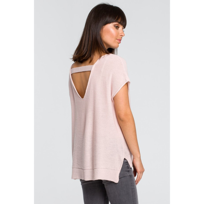 BK021 Sweater with back neckline - pink