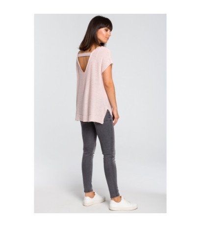 BK021 Sweater with back neckline - pink