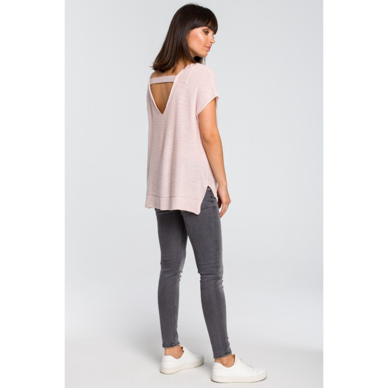 BK021 Sweater with back neckline - pink