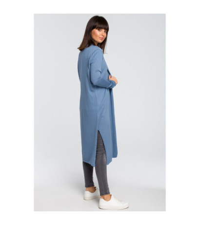 BK022 Long cardigan with double collar - blue