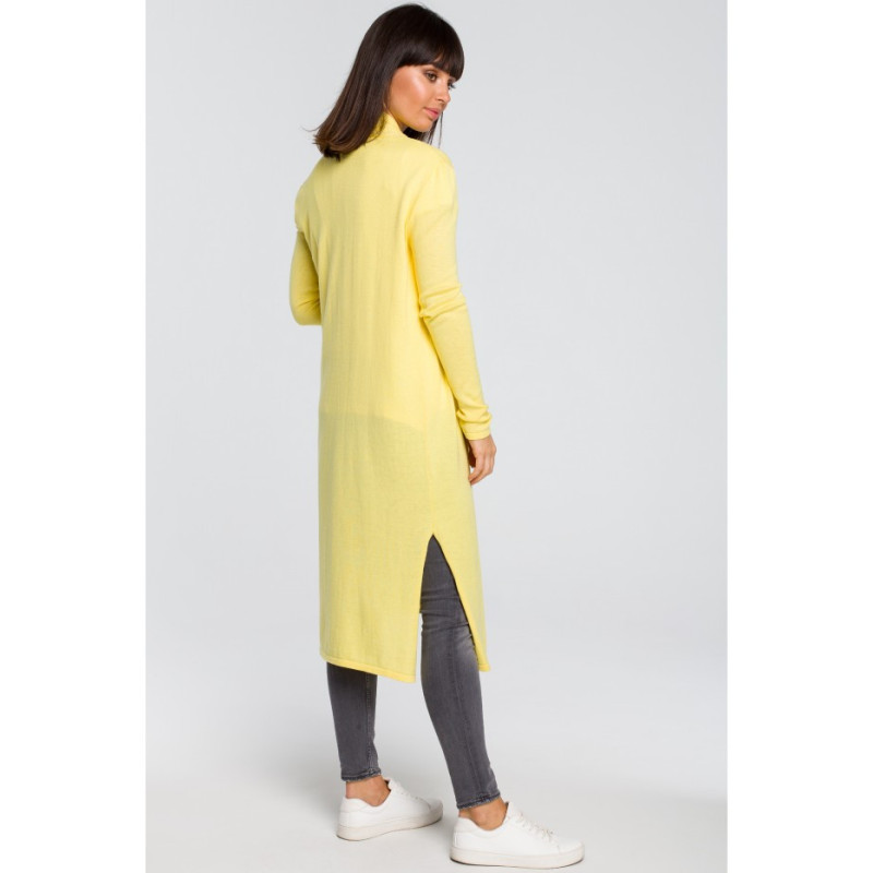 BK022 Long cardigan with double collar - yellow