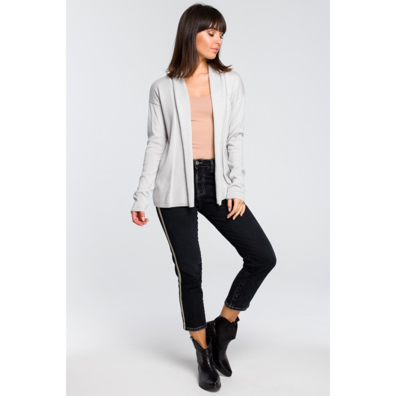 BK023 Short cardigan with shawl collar - gray