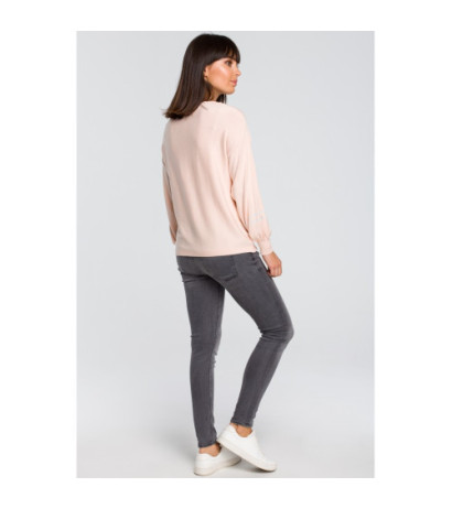 BK024 Sweater with wide sleeves and leopard - peach