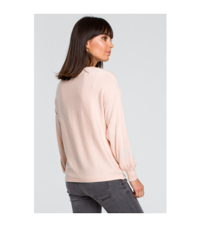 BK024 Sweater with wide sleeves and leopard - peach