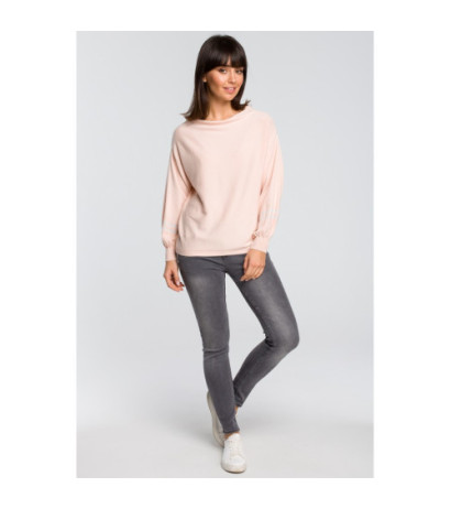 BK024 Sweater with wide sleeves and leopard - peach